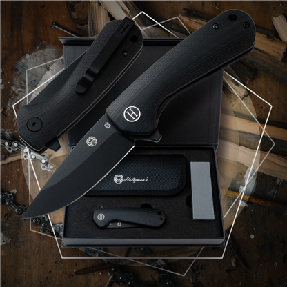 The Peasant Folding Pocket Knife Giftset for Men and Women (Black)