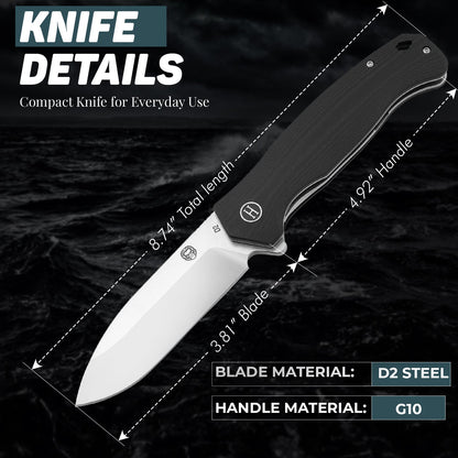 The Wild Trail Folding Pocket Knife Giftset for Men and Women (Silver and Black)