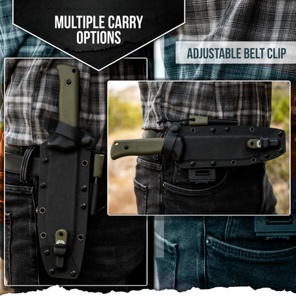 The Congo D2 Steel Bushcraft Survival Knife Gift Set (Black Blade + Green Handle)