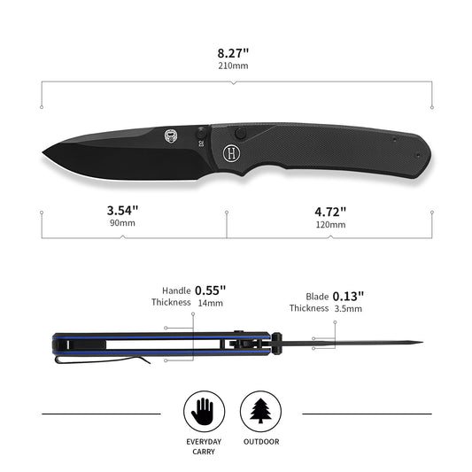 The Loyalist Folding Pocket Knife Giftset for Men and Women (Black and Blue)
