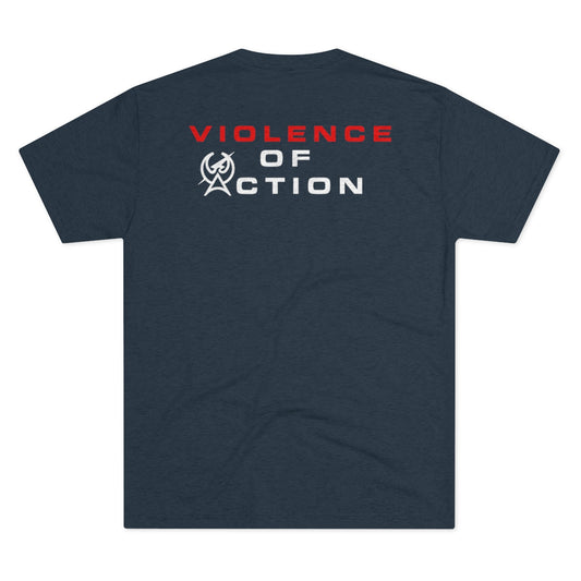 ATACLETE Navy Men's Violence Of Action Tri-Blend Crew Tee