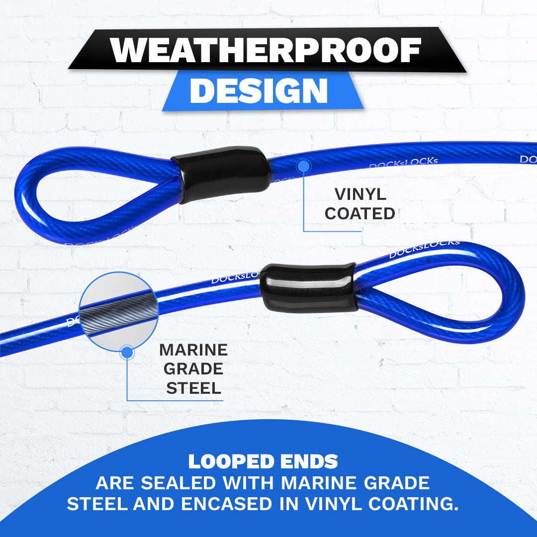 DocksLocks® Anti-Theft Weatherproof Coiled Security Cable with Looped Ends (5', 10', 15', 20' or 25') | SendIt Sailing