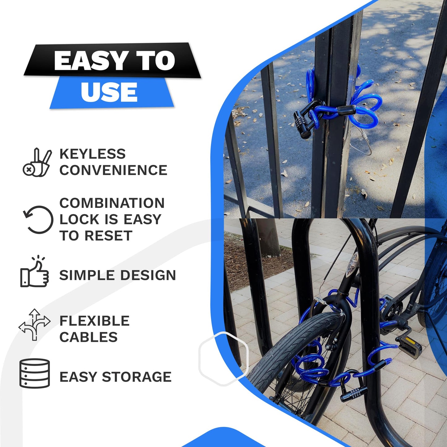 DocksLocks® Anti-Theft Weatherproof Coiled Security Cable with Looped Ends and Short Shackle U-Lock (5', 10', 15', 20' or 25') | SendIt Sailing