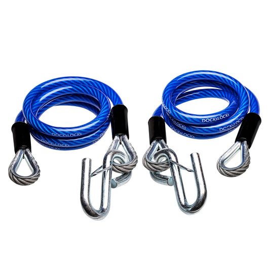 DocksLocks® Trailer Safety Cables with Snap Hook Safety Latches, 48” Length, 2 Pack | SendIt Sailing