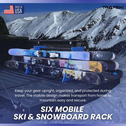 TRAPSKI SIX PACK Mobile All Mountain Ski and Standard Stance Snowboard Rack