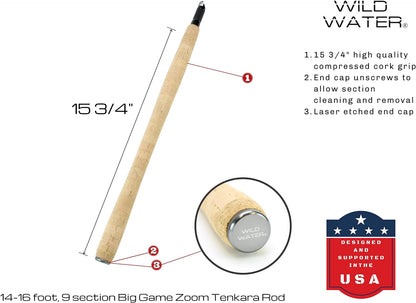 Wild Water Tenkara Zoom Fly Fishing Kit 14-16 ft Big Game Rod | SendIt Sailing