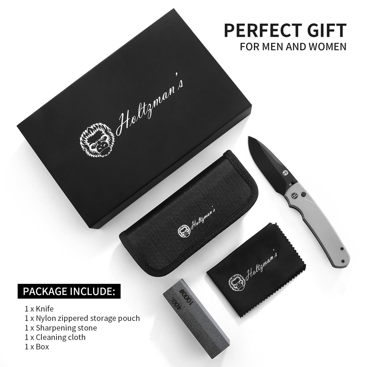 The Loyalist Folding Pocket Knife Giftset for Men and Women (Black and White)