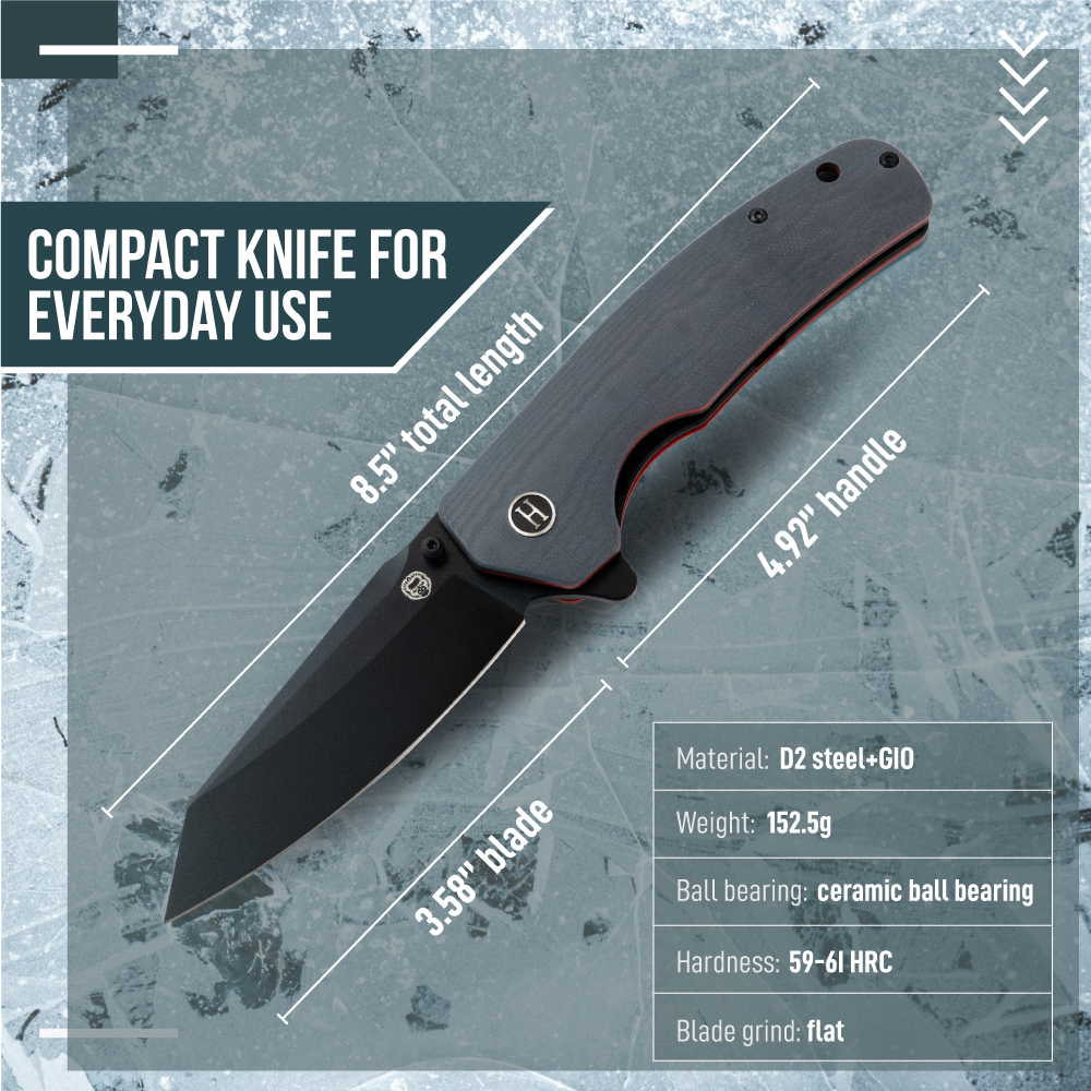 The Clip Point Folding Pocket Knife Giftset for Men and Women (Grey and Red)