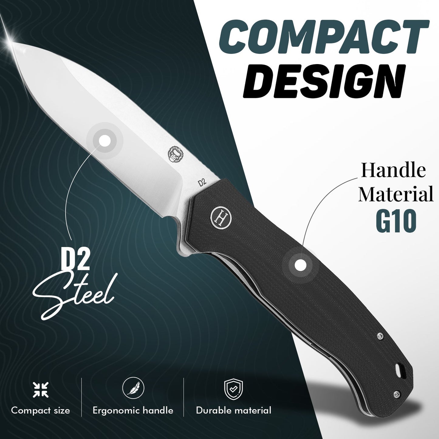 The Wild Trail Folding Pocket Knife Giftset for Men and Women (Silver and Black)