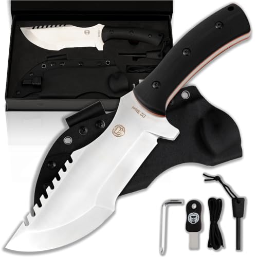 The Tracker D2 Steel Bushcraft Survival Knife Gift Set (Black and Orange)