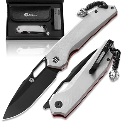 The Sentinel Folding Knife Giftset (black blade+dark grey/red liner G10 handle)