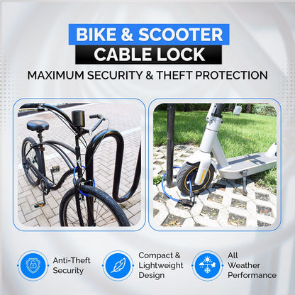 DocksLocks® Bike and Scooter Straight Security Cable Lock with Resettable Combination and Mounting Bracket (2' or 4') | SendIt Sailing