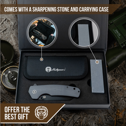 The Clip Point Folding Pocket Knife Giftset for Men and Women (Grey and Red)