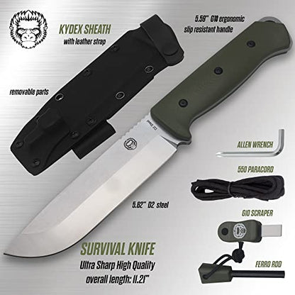 The Bushwhacker D2 Steel Bushcraft Survival Knife Gift Set (Selection)
