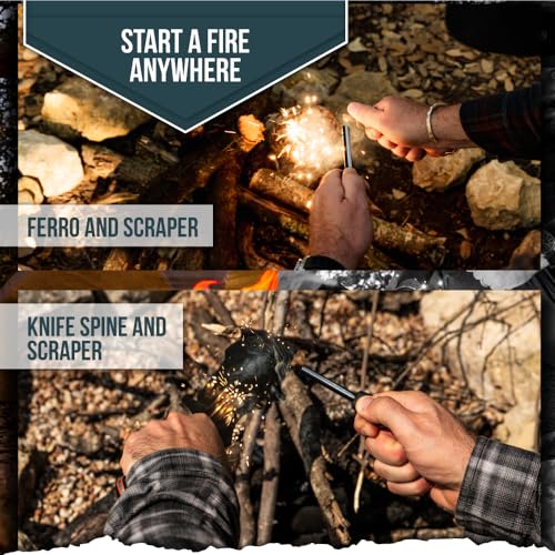 The Tracker D2 Steel Bushcraft Survival Knife Gift Set (Black and Orange)