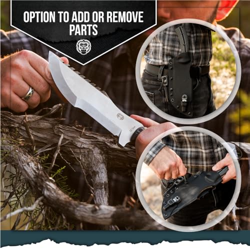The Tracker D2 Steel Bushcraft Survival Knife Gift Set (Black and Gray)