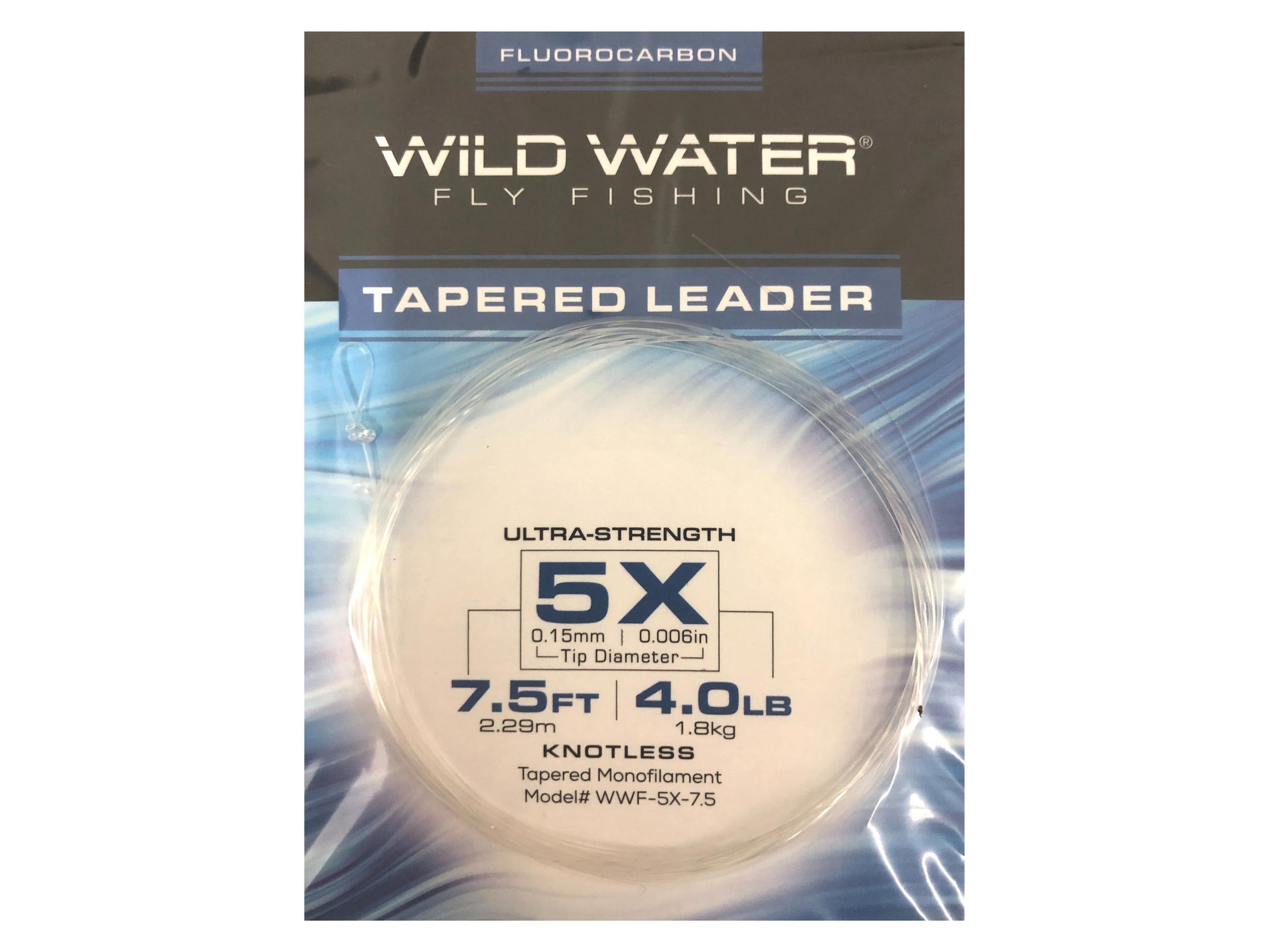 Wild Water Fly Fishing Fluorocarbon Leader 5X, 7.5ft (Qty 3) | SendIt Sailing