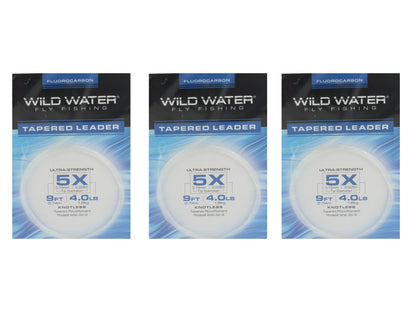 Wild Water Fly Fishing Fluorocarbon Leader 5X, 9ft (Qty 3) | SendIt Sailing