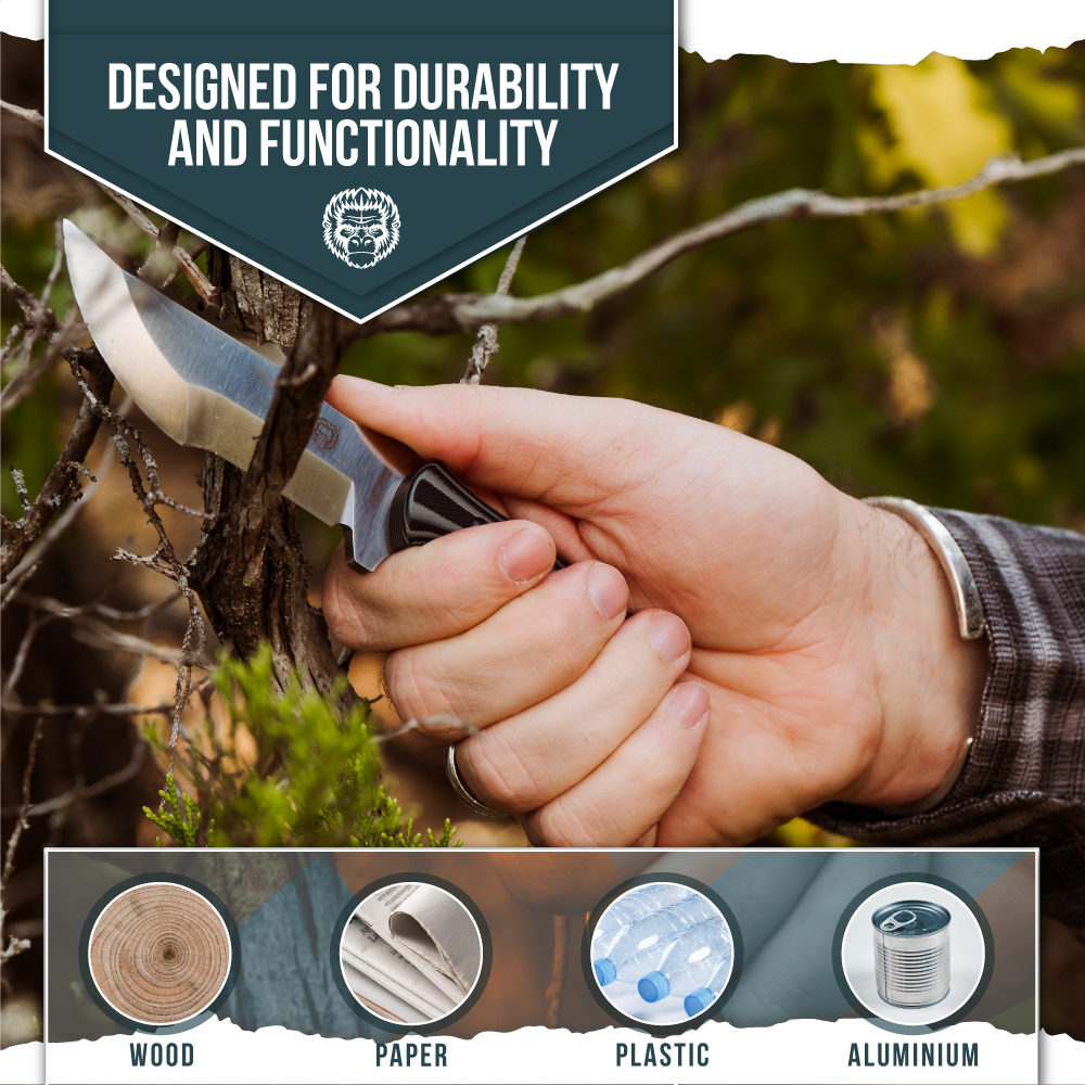 The Baby Tracker D2 Steel Bushcraft Survival Neck Knife Gift Set (Black and Gray)