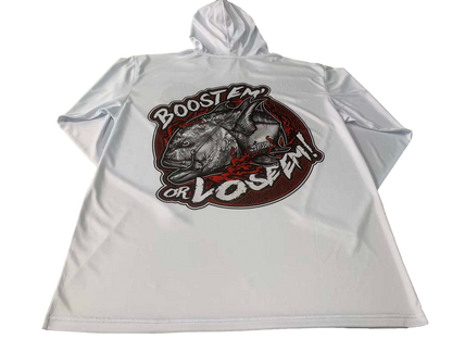 Boost Em Or Lose Em White Bloody Dri Fit Hoodie (Adult/Keiki)
