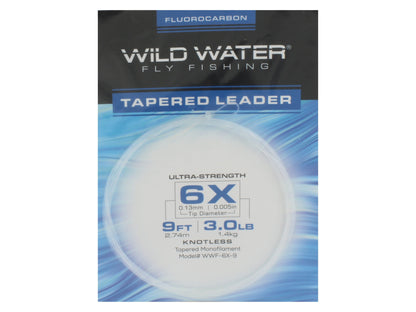 Wild Water Fly Fishing Fluorocarbon Leader 6X, 9ft (Qty 3) | SendIt Sailing