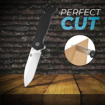 The Wild Trail Folding Pocket Knife Giftset for Men and Women (Silver and Black)