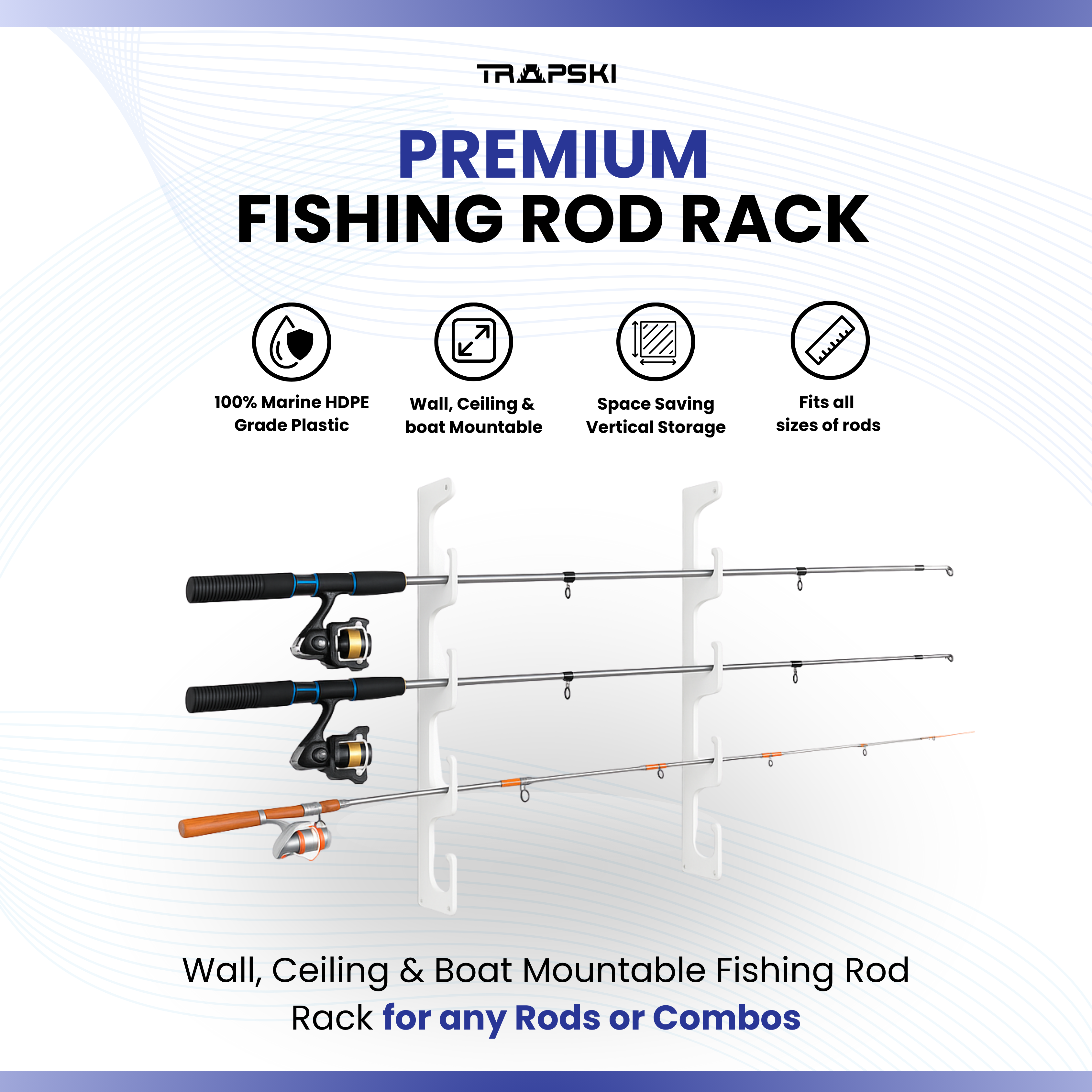 TRAPSKI Fishing Rod Rack