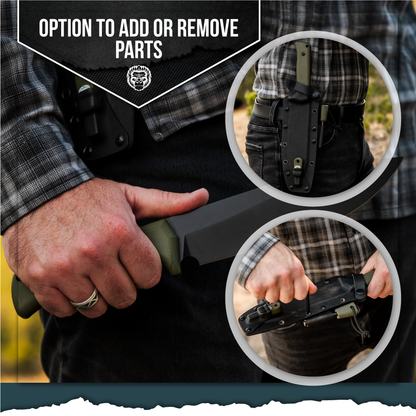 The Congo D2 Steel Bushcraft Survival Knife Gift Set (Black Blade + Green Handle)