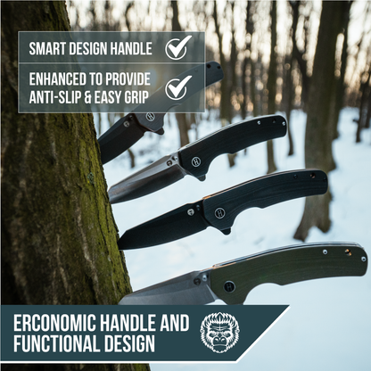 The Clip Point, Pioneer, Wild Trail Folding Pocket Knife Giftset Combo (Silver and Black)