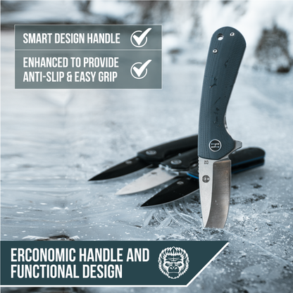 The Peasant Folding Pocket Knife Giftset for Men and Women (Silver and Black)