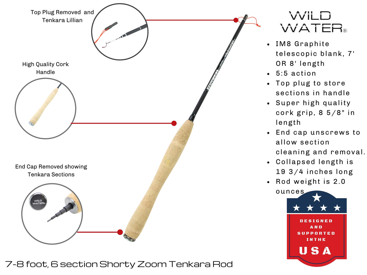 Wild Water Fly Fishing 7ft - 8ft Shorty Zoom Tenkara Rod | SendIt Sailing