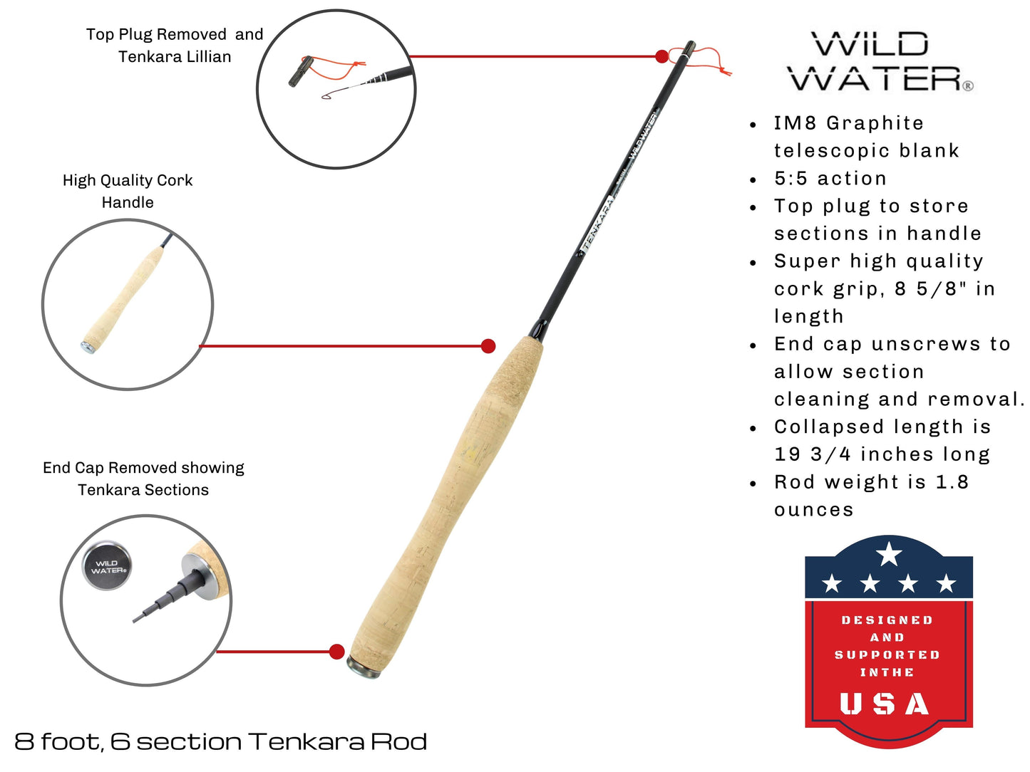 Wild Water Fly Fishing 8ft Tenkara Rod | SendIt Sailing