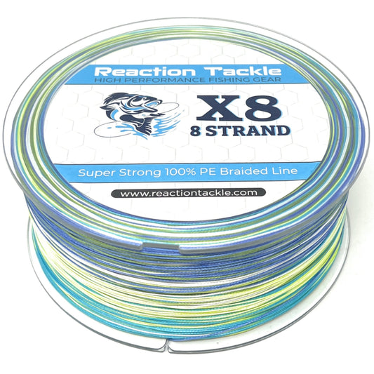 Reaction Tackle X8 Braided Fishing Line- Aqua Camo 8 Strand