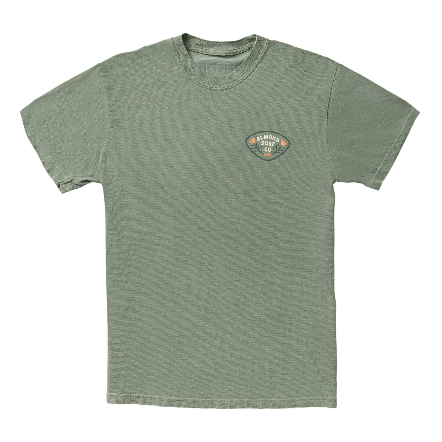 Almond Poppy Badge Tee | Moss Green