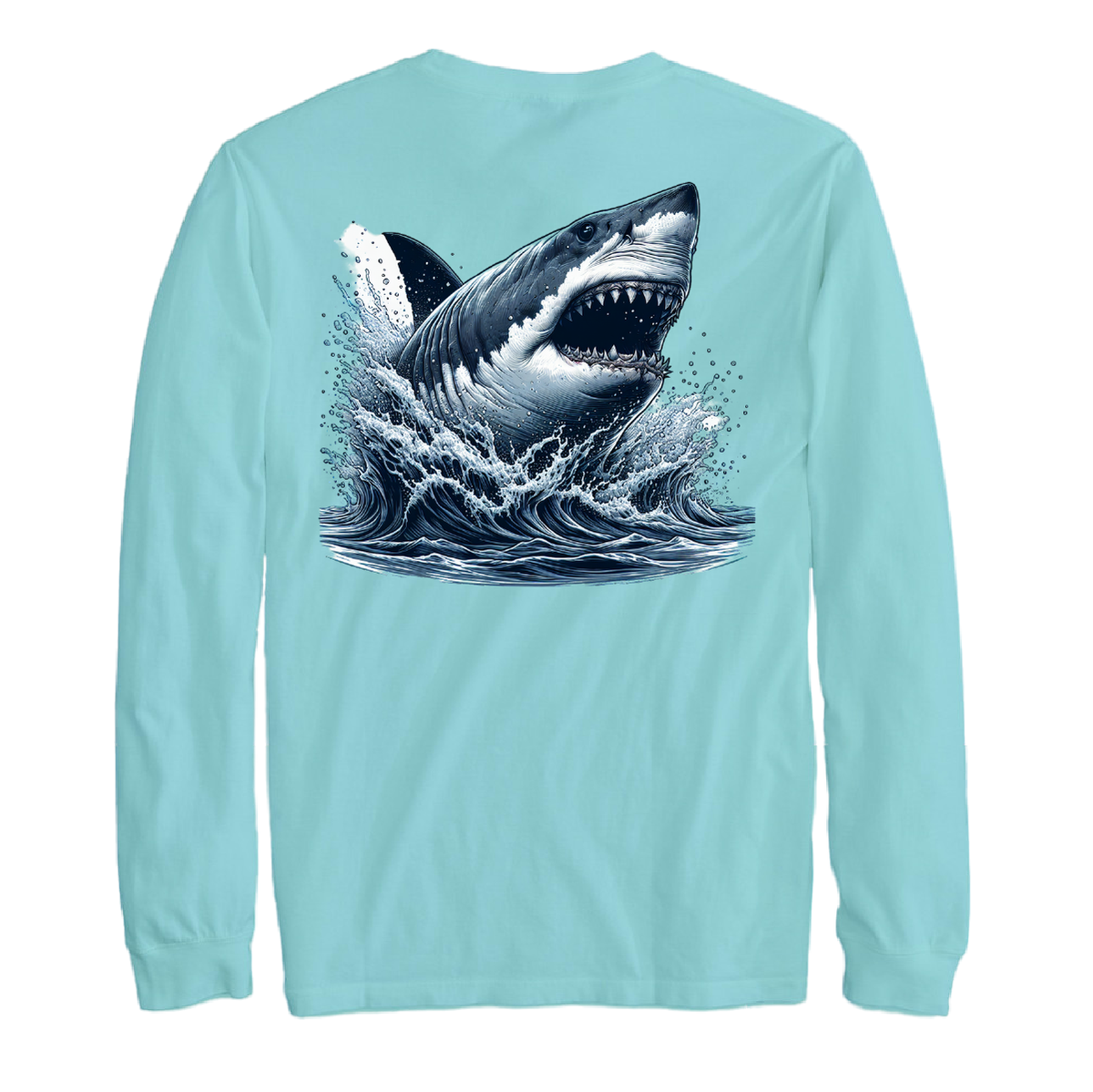 Cape Cod, MA Jaws Men's Cotton Long Sleeve Shirt