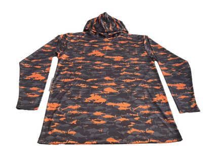Pelagic Orange Camo Face Buff Dri Fit Hoodie  (Adult/Youth)