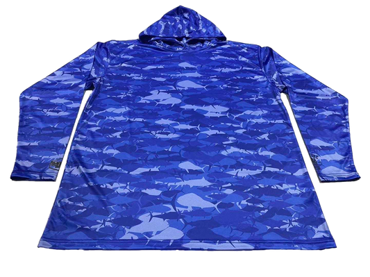 Pelagic Royal Camo Face Buff Dri Fit Hoodie  (Adult/Youth)