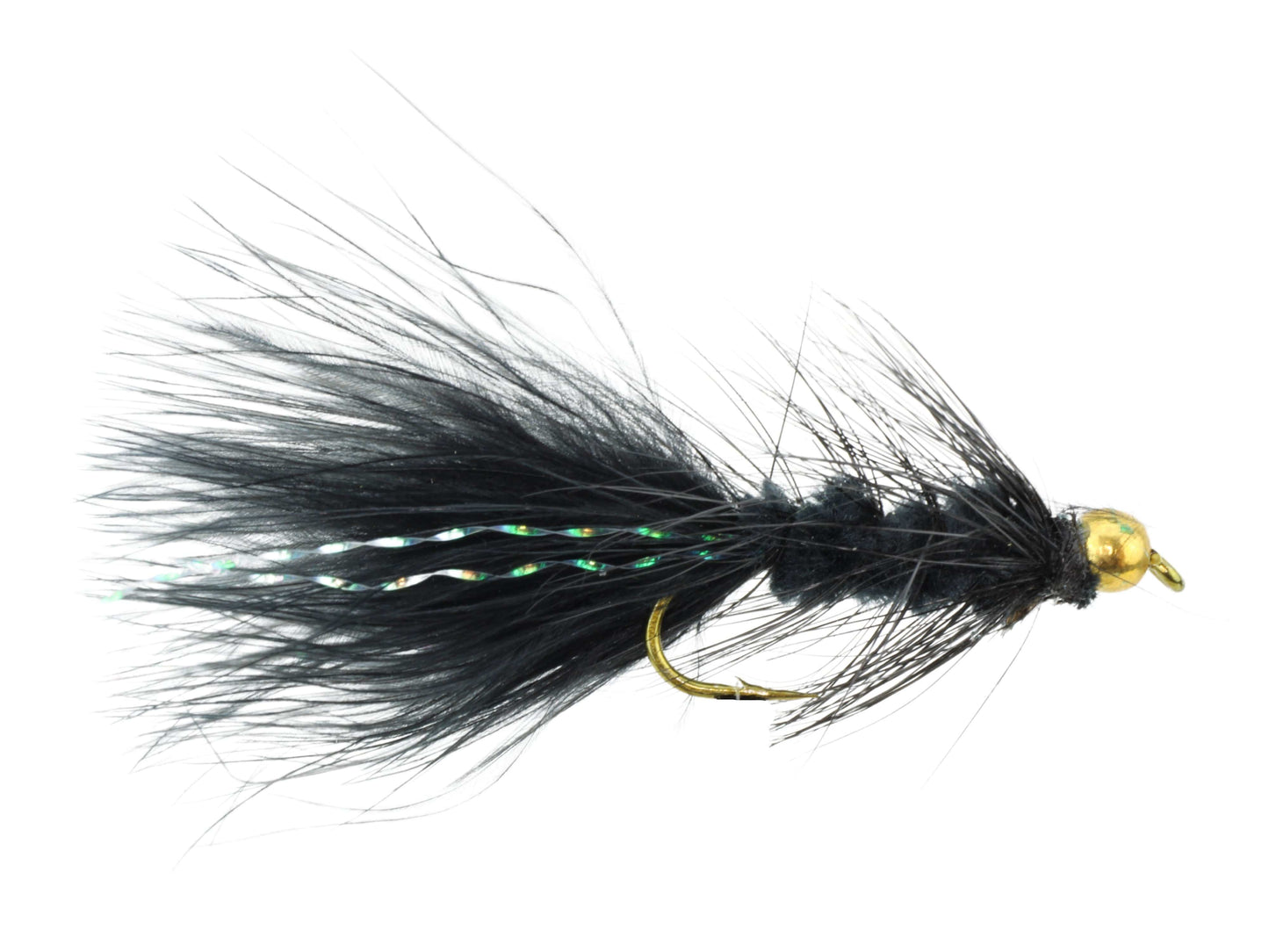 Wild Water Fly Fishing Black Wooly Bugger w/ Bead Head, Size 10 (Qty 6) | SendIt Sailing