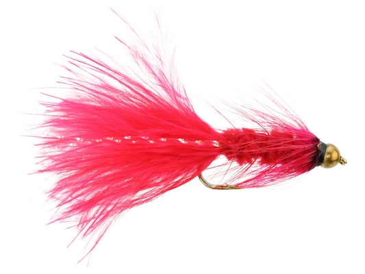 Wild Water Fly Fishing Crimson Wooly Bugger w/ Bead Head, Size 10 (Qty 6) | SendIt Sailing