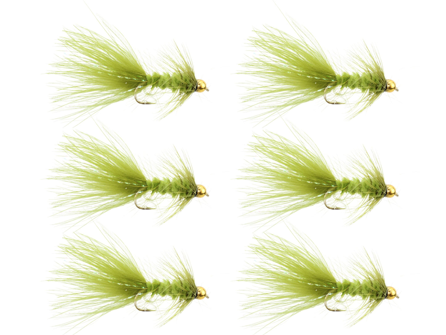 Wild Water Fly Fishing Olive Wooly Bugger w/ Bead Head, Size 10 (Qty 6) | SendIt Sailing