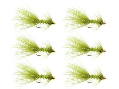 Wild Water Fly Fishing Olive Wooly Bugger w/ Bead Head, Size 10 (Qty 6) | SendIt Sailing