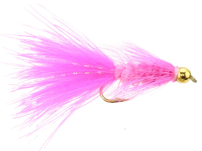 Wild Water Fly Fishing Pink Wooly Bugger w/ Bead Head, Size 10 (Qty 6) | SendIt Sailing