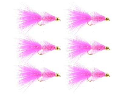 Wild Water Fly Fishing Pink Wooly Bugger w/ Bead Head, Size 10 (Qty 6) | SendIt Sailing