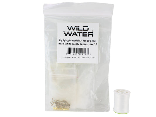 Wild Water Fly Fishing Fly Tying Material Kit, Bead Head White Wooly Bugger | SendIt Sailing