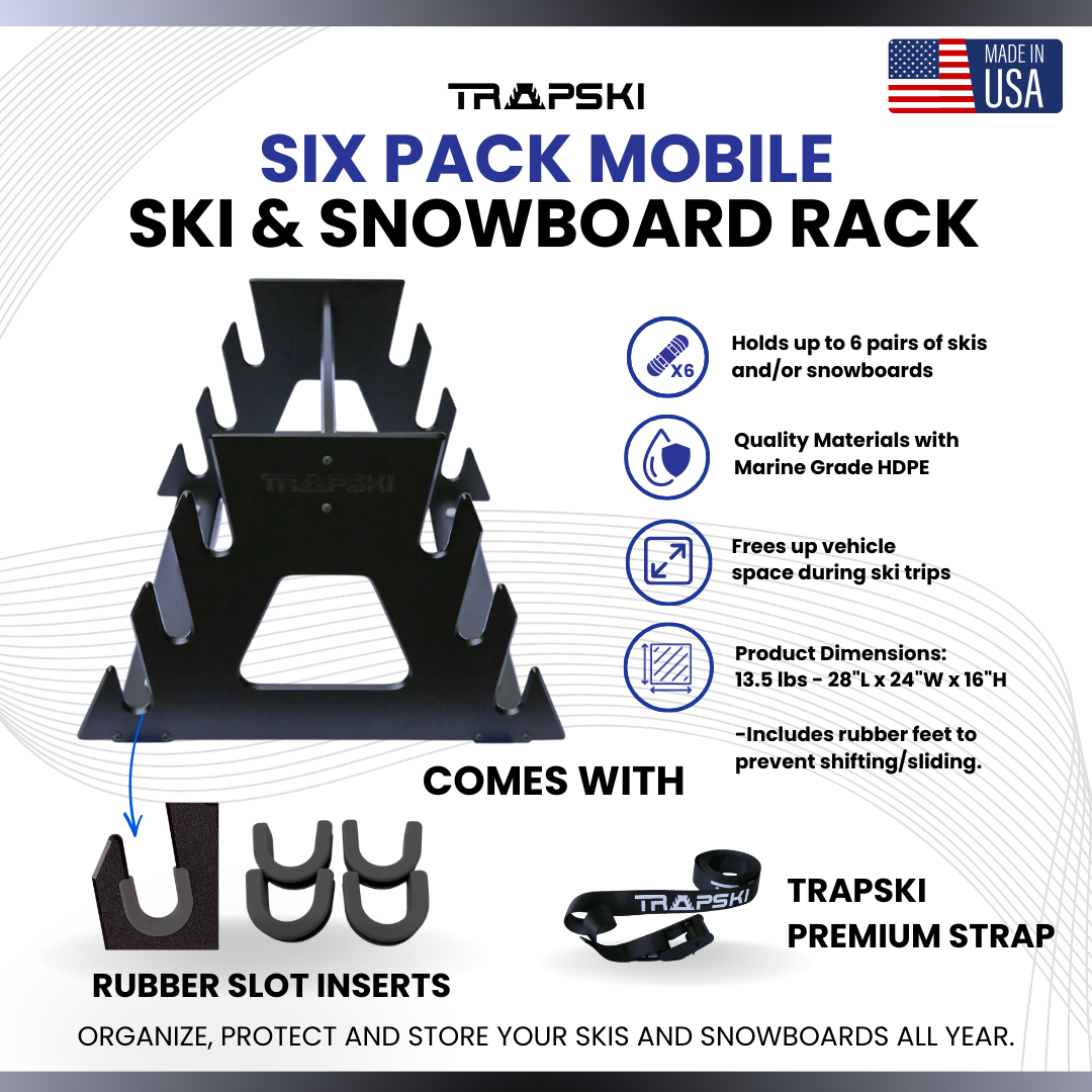 TRAPSKI SIX PACK Mobile All Mountain Ski and Standard Stance Snowboard Rack