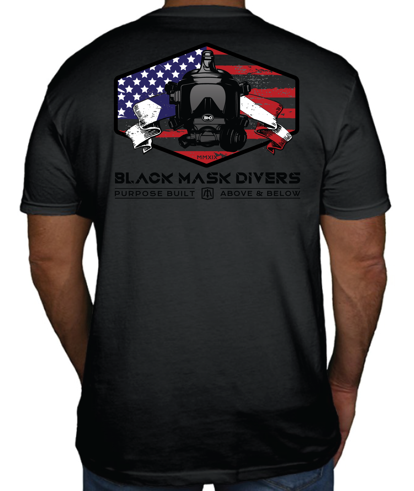 Black Mask Divers Patriot T-Shirt Heavy Metal Gray