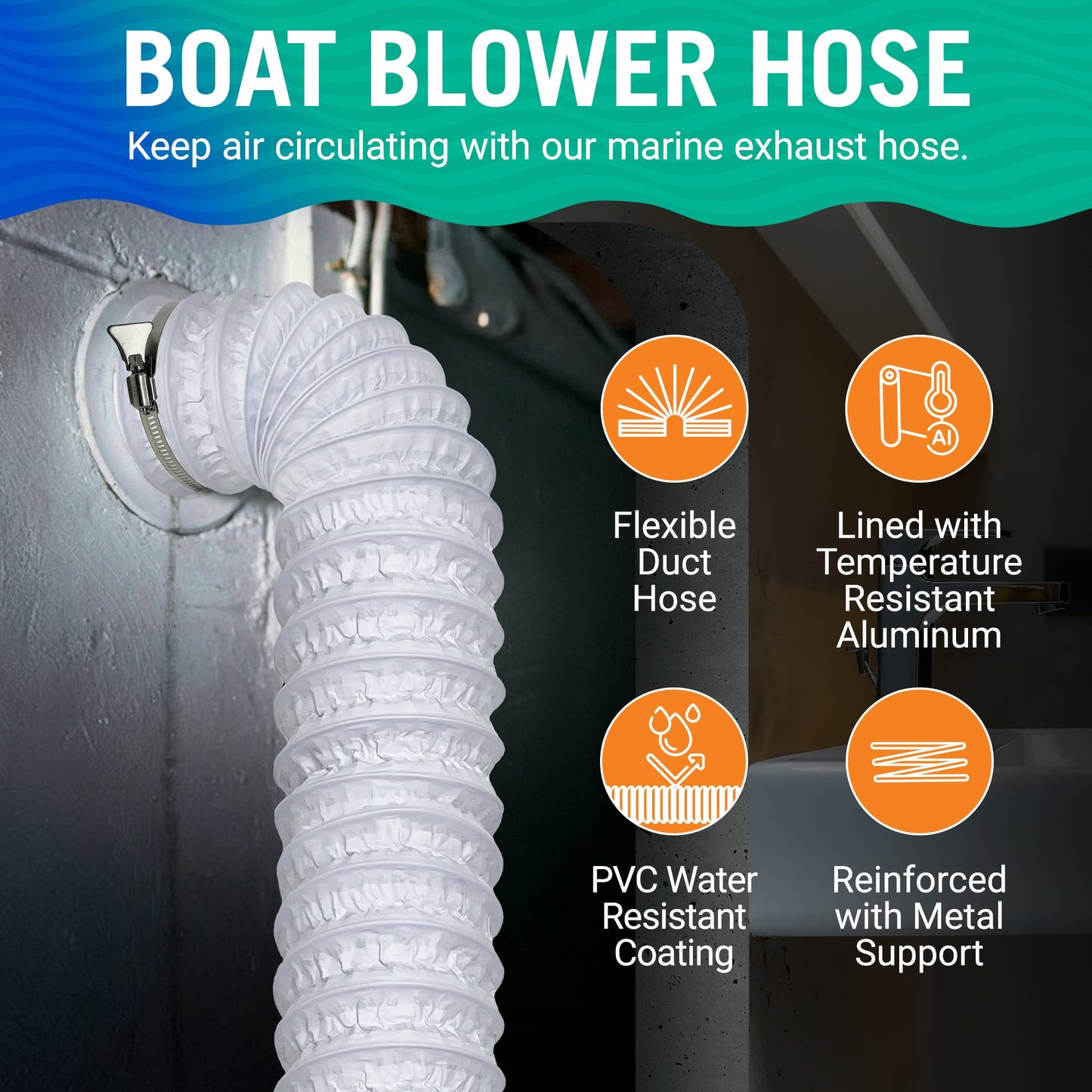 Boat Blower Hose 3in or 4in Exhaust Hose