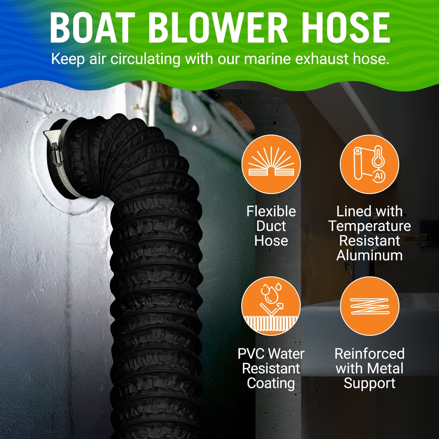 Boat Blower Hose 3in or 4in Exhaust Hose