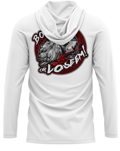 Boost Em Or Lose Em White Bloody Dri Fit Hoodie (Adult/Keiki)