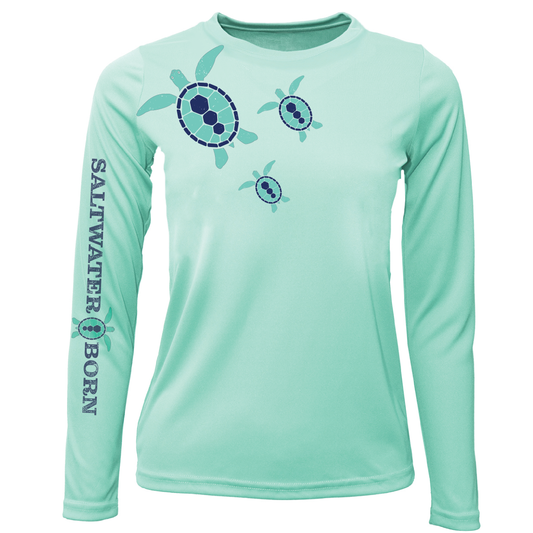 Key West, FL Baby Turtles Girl's Long Sleeve UPF 50+ Dry-Fit Shirt